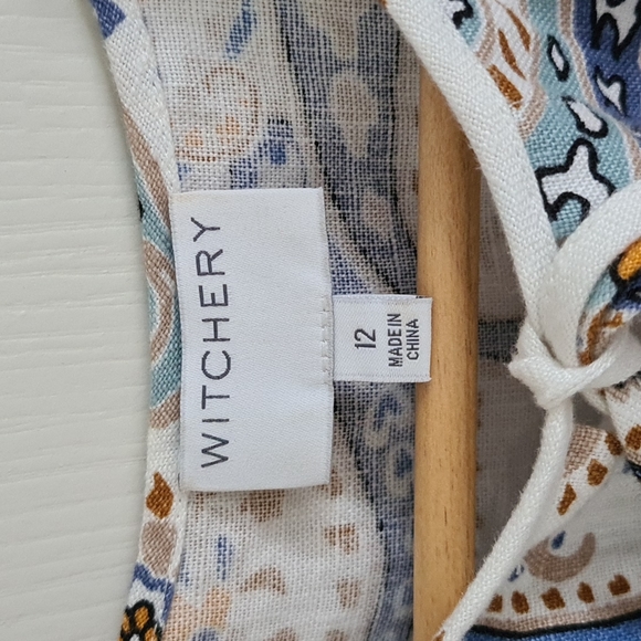 Witchery Paisley Linen Dress Size 12 - Picture 4 of 5